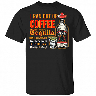 Ran Out Coffee T, Black, Unisex T-Shirt