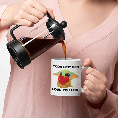 Alternative view of Yoda Best Mom Love You I Do Ceramic Coffee Mug - Beer Stein - Water Bottle - Color Changing Mug - Baby Yoda Mug