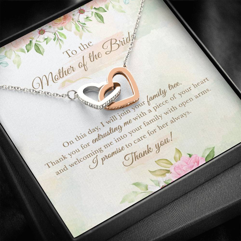 To The Mother Of The Bride On This Day I Will Join Your Family Tree From Groom Interlocking Hearts Pendant Necklace To The Mother Of The Bride On This Day I Will Join Your Family Tree From Groom Interlocking Hearts Pendant Necklace