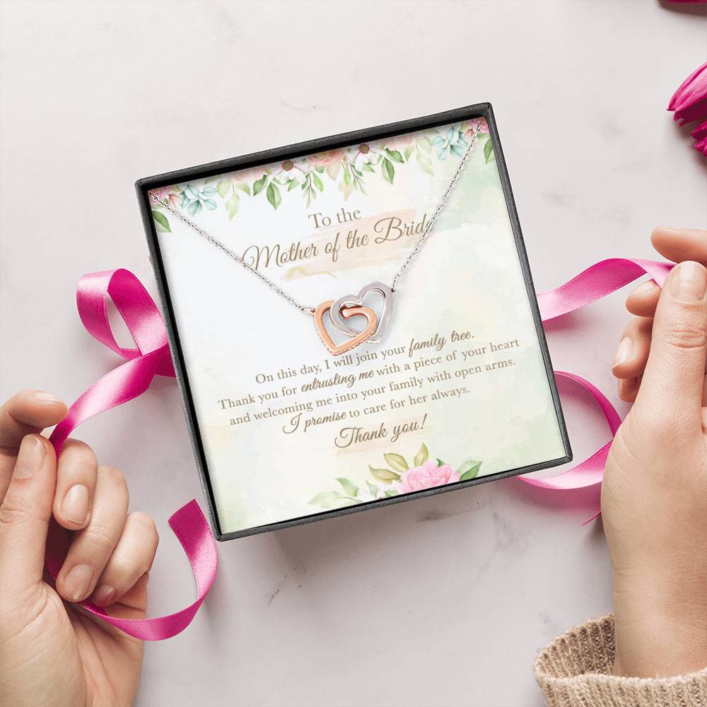 To The Mother Of The Bride On This Day I Will Join Your Family Tree From Groom Interlocking Hearts Pendant Necklace To The Mother Of The Bride On This Day I Will Join Your Family Tree From Groom Interlocking Hearts Pendant Necklace