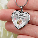 Personalized Custom Photo I Will Carry You With Me Till I See You Again Memorial Picture Heart Pendant Necklace