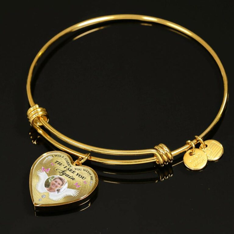 Personalized Custom Photo I Will Carry You With Me Till I See You Again Memorial Picture Heart Pendant Necklace
