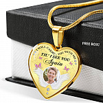 Personalized Custom Photo I Will Carry You With Me Till I See You Again Memorial Picture Heart Pendant Necklace
