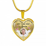 Personalized Custom Photo I Will Carry You With Me Till I See You Again Memorial Picture Heart Pendant Necklace