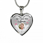 Personalized Custom Photo I Will Carry You With Me Till I See You Again Memorial Picture Heart Pendant Necklace