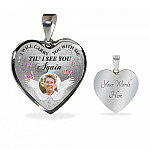 Personalized Custom Photo I Will Carry You With Me Till I See You Again Memorial Picture Heart Pendant Necklace