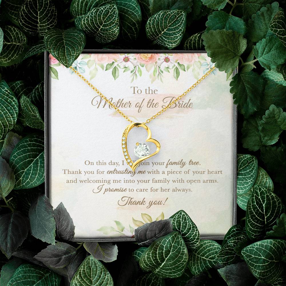 To The Mother Of The Bride On This Day I Will Join Your Family Tree From Groom Forever Love Heart Pendant Necklace To The Mother Of The Bride On This Day I Will Join Your Family Tree From Groom Forever Love Heart Pendant Necklace