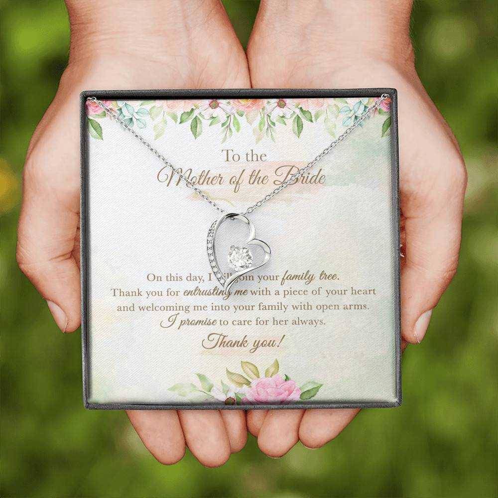 To The Mother Of The Bride On This Day I Will Join Your Family Tree From Groom Forever Love Heart Pendant Necklace To The Mother Of The Bride On This Day I Will Join Your Family Tree From Groom Forever Love Heart Pendant Necklace