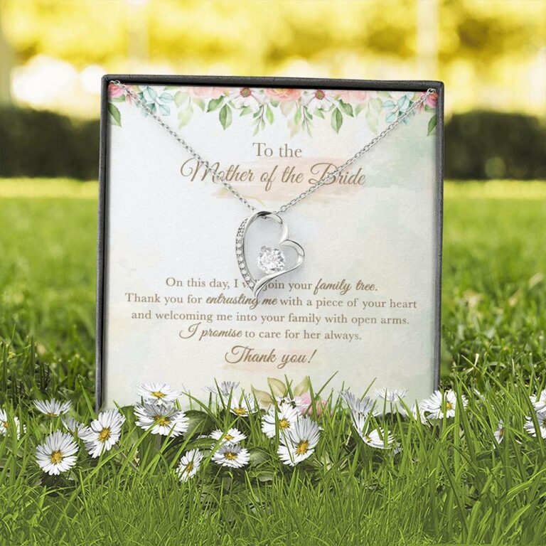 To The Mother Of The Bride On This Day I Will Join Your Family Tree From Groom Forever Love Heart Pendant Necklace