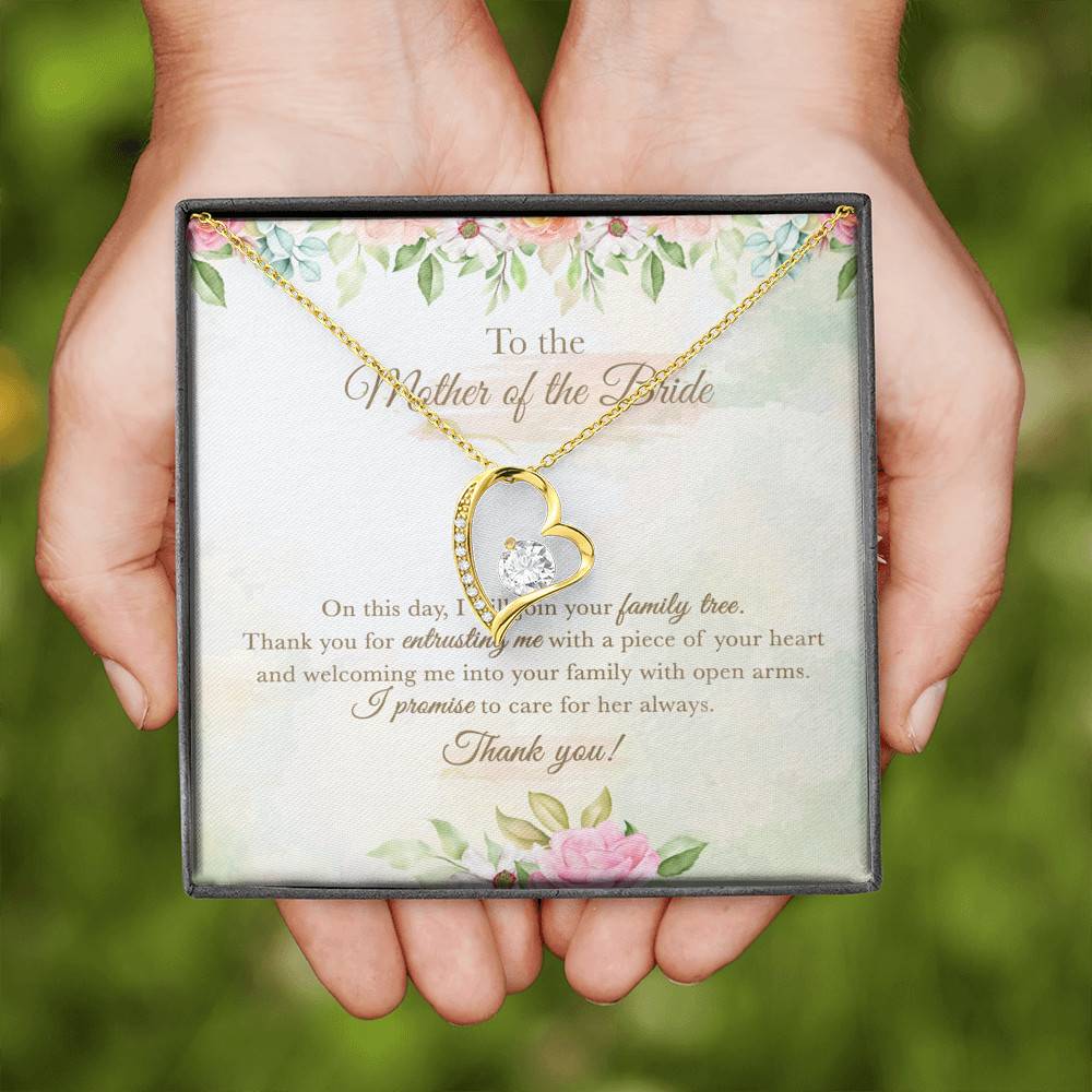 To The Mother Of The Bride On This Day I Will Join Your Family Tree From Groom Forever Love Heart Pendant Necklace To The Mother Of The Bride On This Day I Will Join Your Family Tree From Groom Forever Love Heart Pendant Necklace