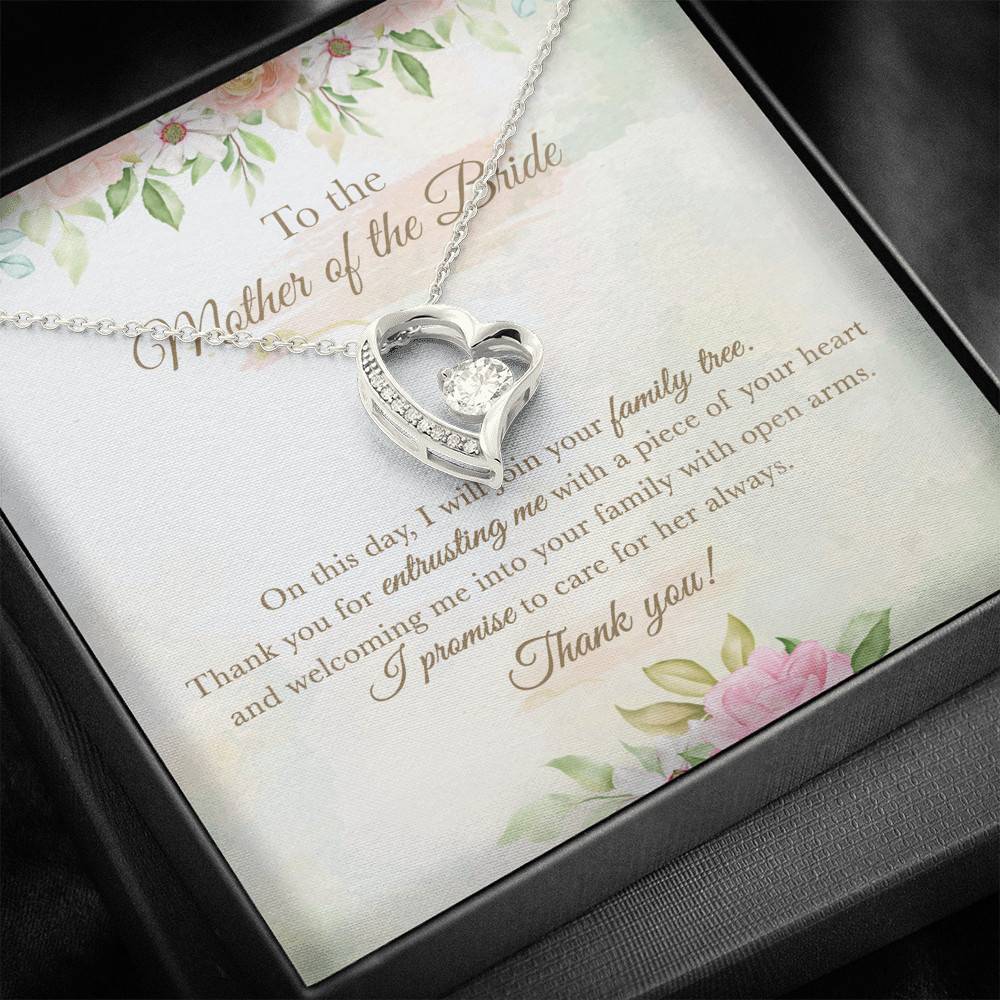 To The Mother Of The Bride On This Day I Will Join Your Family Tree From Groom Forever Love Heart Pendant Necklace To The Mother Of The Bride On This Day I Will Join Your Family Tree From Groom Forever Love Heart Pendant Necklace
