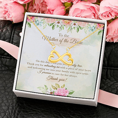 To The Mother Of The Bride On This Day I Will Join Your Family Tree From Groom Infinity Heart Pendant Necklace