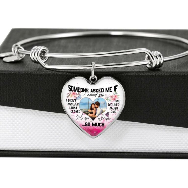 Personalized Photo Someone Asked Me If I Missed You I Didn't Answer Butterfly Luxury Heart Pendant Necklace - Bangle