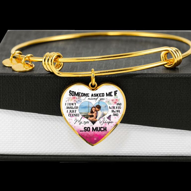 Personalized Photo Someone Asked Me If I Missed You I Didn't Answer Butterfly Luxury Heart Pendant Necklace - Bangle