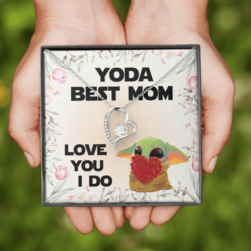 Baby Yoda Best Mom Love You I Do Forever Love Pendant Necklace - Yoda Mother's Day Necklace Baby Yoda Best Mom Love You I Do Forever Love Pendant Necklace - Yoda Mother's Day Necklace