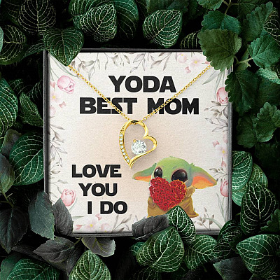Baby Yoda Best Mom Love You I Do Forever Love Pendant Necklace - Yoda Mother's Day Necklace
