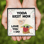 Baby Yoda Best Mom Love You I Do Joined Interlocking Hearts Pendant Necklace - Yoda Mother's Day Necklace