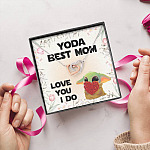 Baby Yoda Best Mom Love You I Do Joined Interlocking Hearts Pendant Necklace - Yoda Mother's Day Necklace