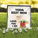 Baby Yoda Best Mom Love You I Do Joined Interlocking Hearts Pendant Necklace - Yoda Mother's Day Necklace