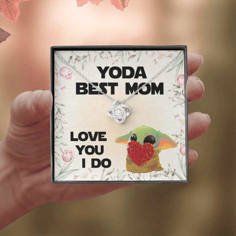 Baby Yoda Best Mom Love You I Do Love Knot Pendant Necklace - Yoda Mother's Day Necklace