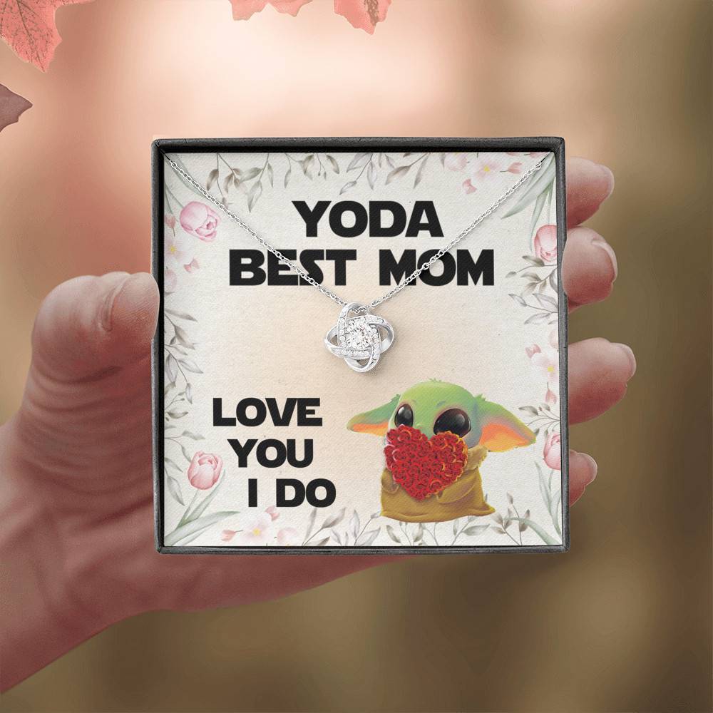 Baby Yoda Best Mom Love You I Do Love Knot Pendant Necklace - Yoda Mother's Day Necklace Baby Yoda Best Mom Love You I Do Love Knot Pendant Necklace - Yoda Mother's Day Necklace