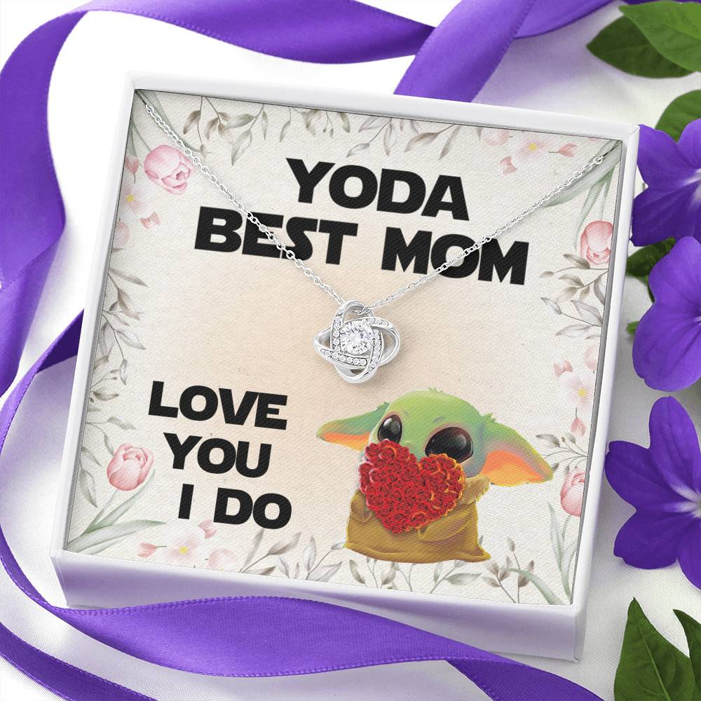 Baby Yoda Best Mom Love You I Do Love Knot Pendant Necklace - Yoda Mother's Day Necklace Baby Yoda Best Mom Love You I Do Love Knot Pendant Necklace - Yoda Mother's Day Necklace