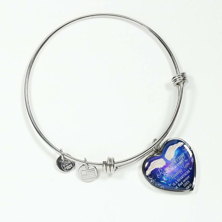 Remembering You Is Easy I Do It Everyday Missing You Is a Heartache Sympathy Heart Pendant Necklace - Bangle