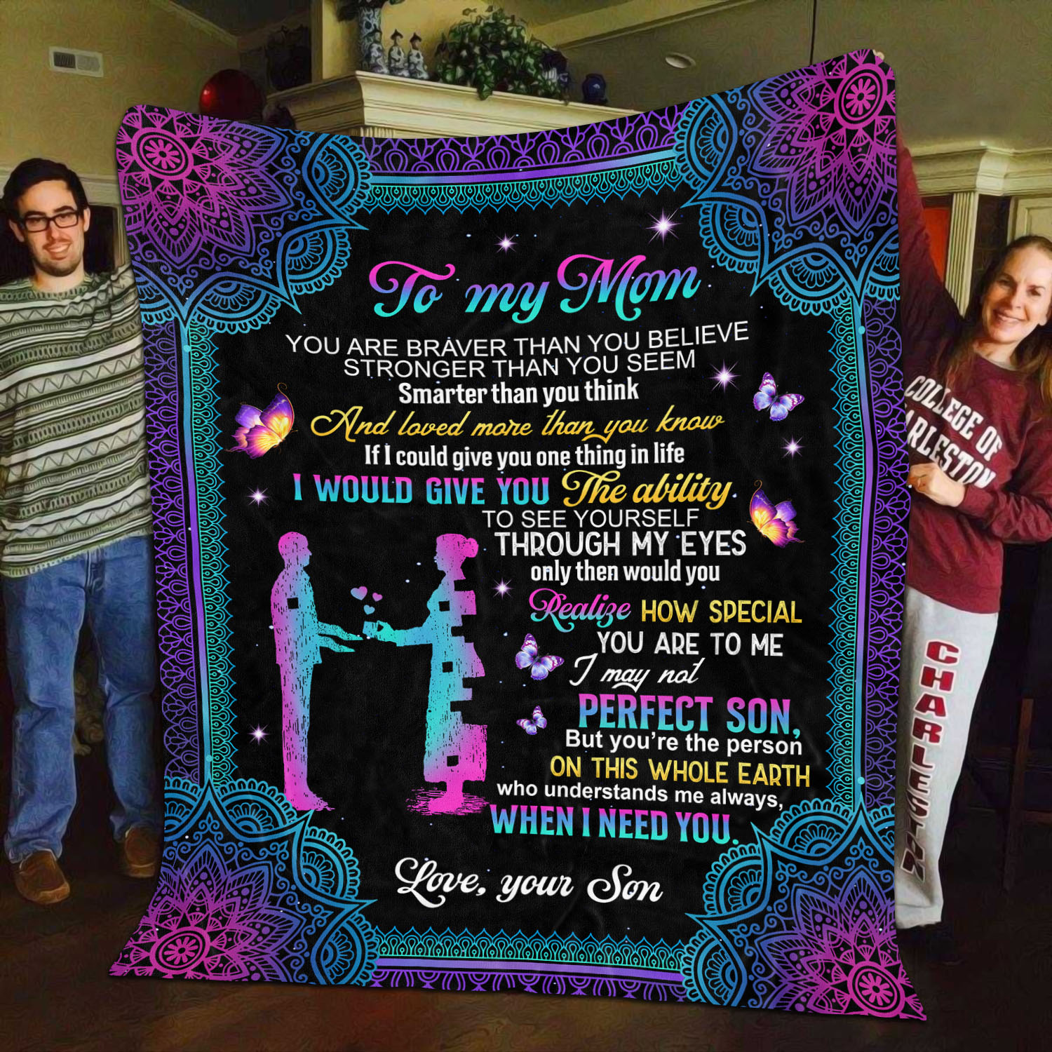 1VT. Son To My Mom You Are Braver blanket mockup