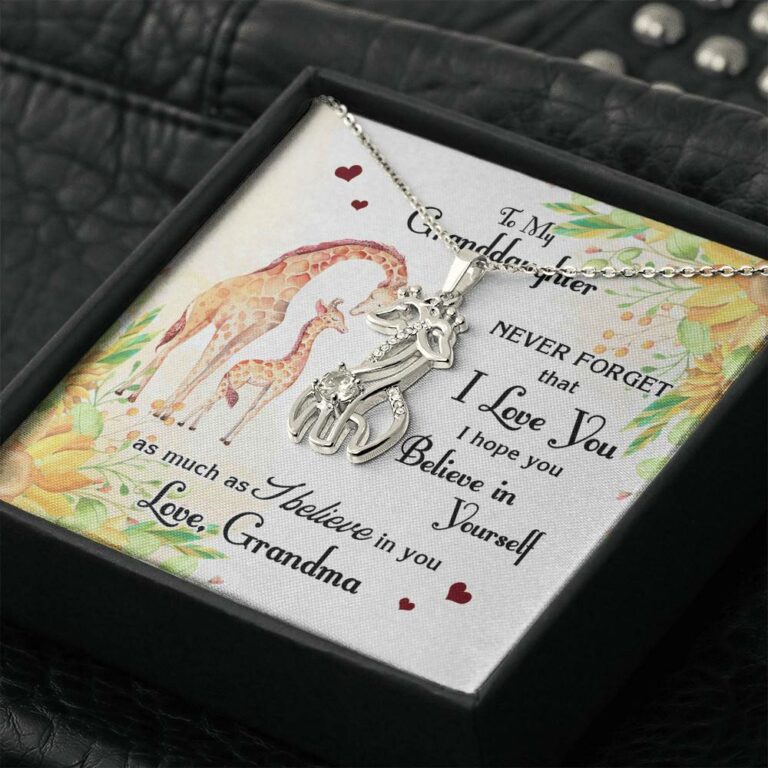 To My Granddaughter Never Forget I Love You I Hope You Believe in Yourself Giraffe Necklace Pendant Necklace