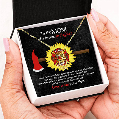 To The Mom Of A Brave Firefighter I Know The Worry Is Hard And We Don't See Each Other Anchor Necklace