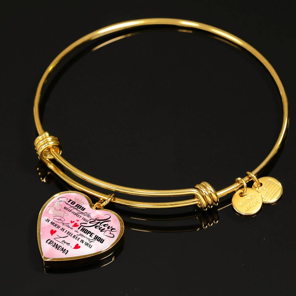 To My Granddaughter Never Forget I Love You I Hope You Believe in Yourself Heart Pendant Necklace - Bangle To My Granddaughter Never Forget I Love You I Hope You Believe in Yourself Heart Pendant Necklace - Bangle