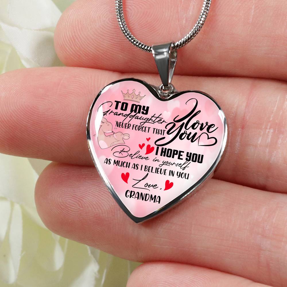 To My Granddaughter Never Forget I Love You I Hope You Believe in Yourself Heart Pendant Necklace - Bangle To My Granddaughter Never Forget I Love You I Hope You Believe in Yourself Heart Pendant Necklace - Bangle