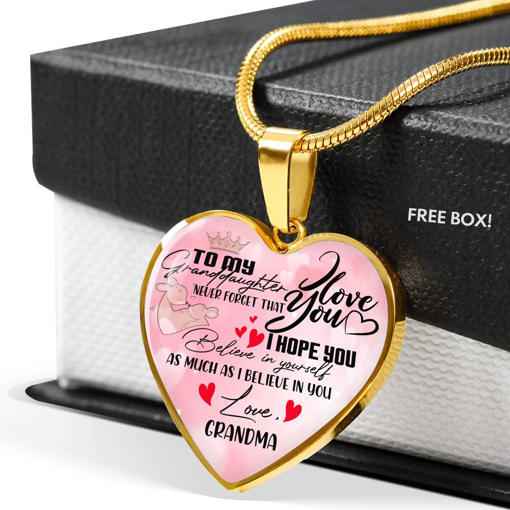 To My Granddaughter Never Forget I Love You I Hope You Believe in Yourself Heart Pendant Necklace - Bangle To My Granddaughter Never Forget I Love You I Hope You Believe in Yourself Heart Pendant Necklace - Bangle
