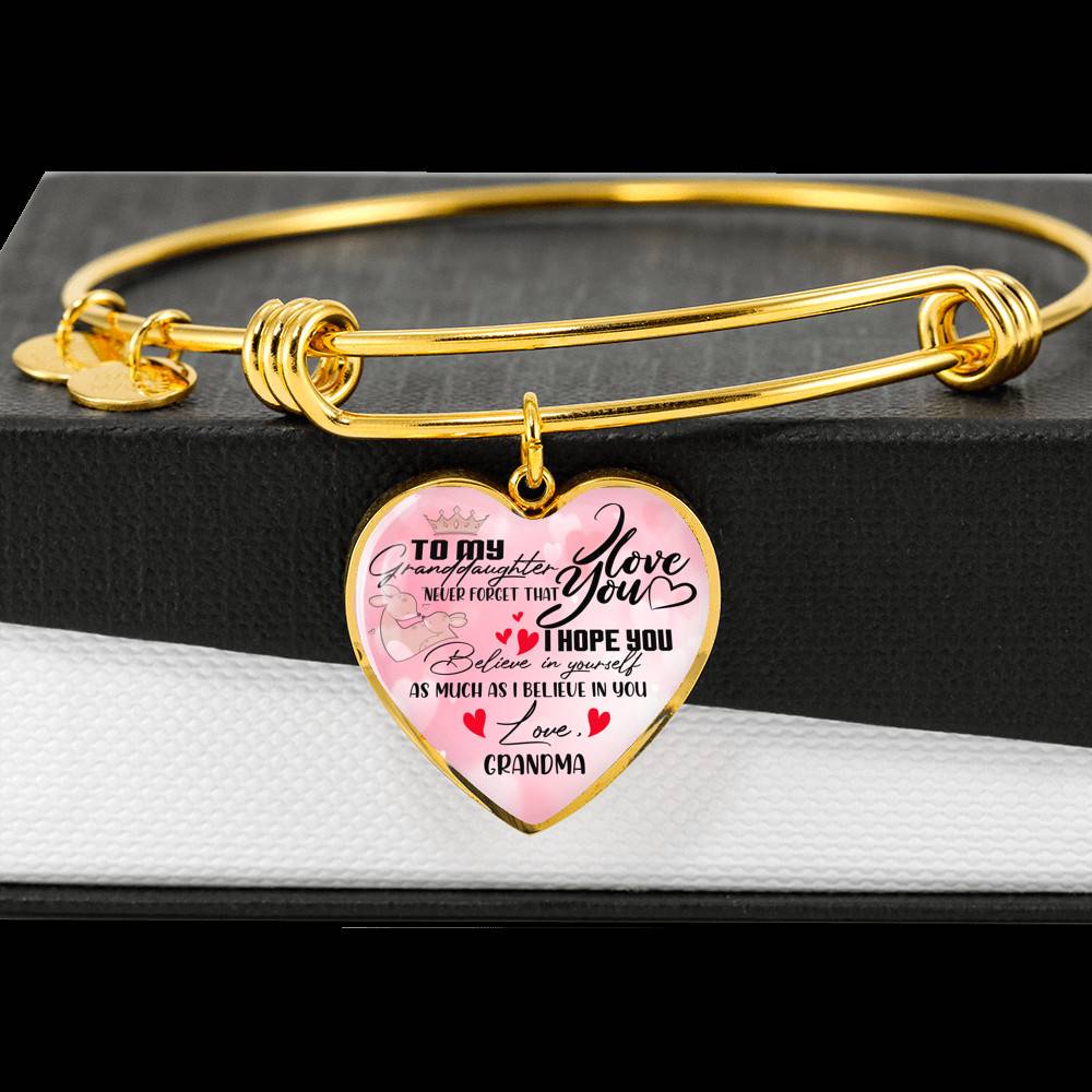 To My Granddaughter Never Forget I Love You I Hope You Believe in Yourself Heart Pendant Necklace - Bangle To My Granddaughter Never Forget I Love You I Hope You Believe in Yourself Heart Pendant Necklace - Bangle