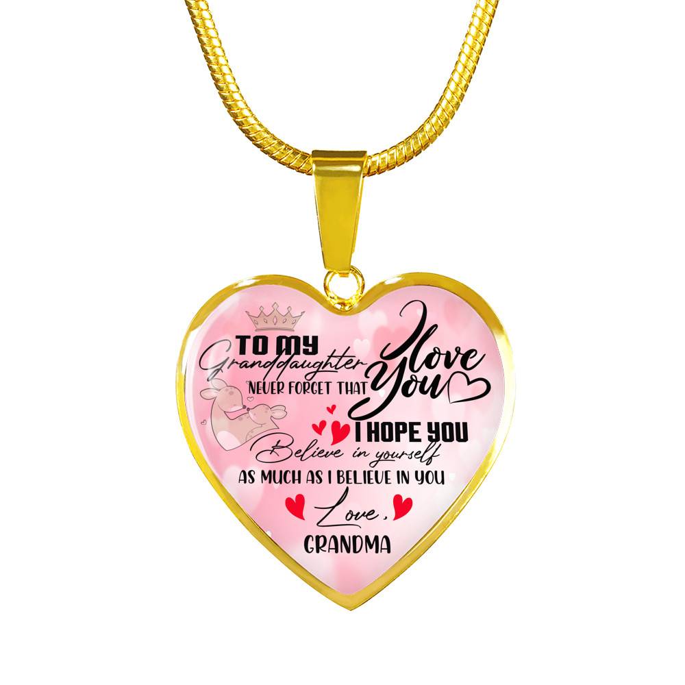 To My Granddaughter Never Forget I Love You I Hope You Believe in Yourself Heart Pendant Necklace - Bangle To My Granddaughter Never Forget I Love You I Hope You Believe in Yourself Heart Pendant Necklace - Bangle