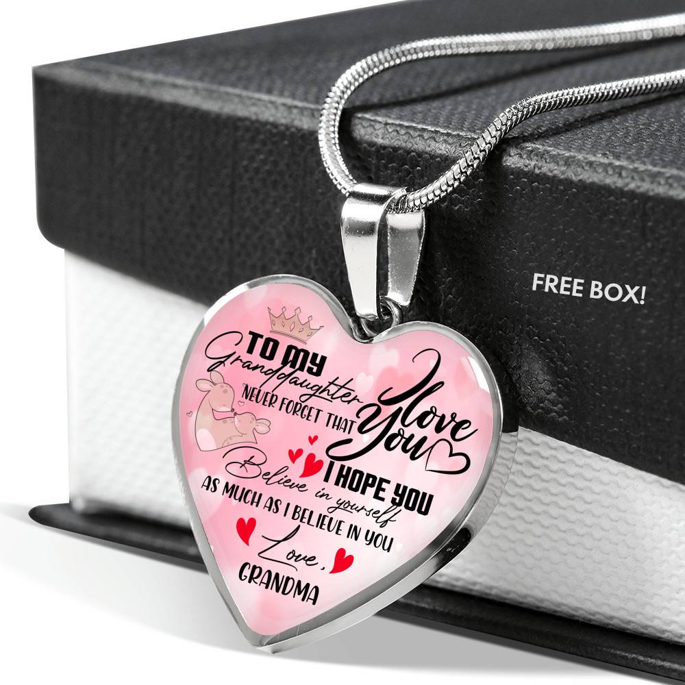 To My Granddaughter Never Forget I Love You I Hope You Believe in Yourself Heart Pendant Necklace - Bangle To My Granddaughter Never Forget I Love You I Hope You Believe in Yourself Heart Pendant Necklace - Bangle