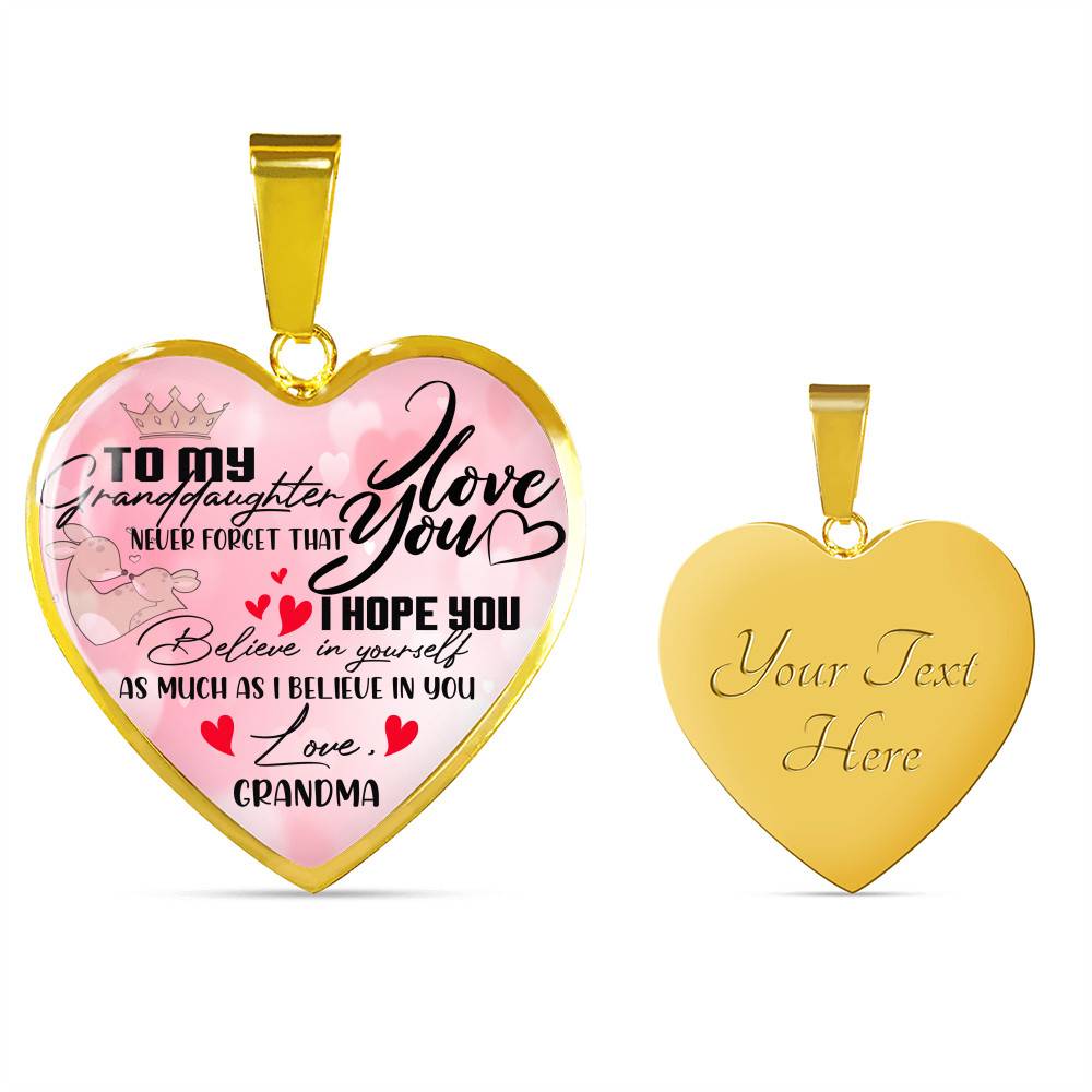 To My Granddaughter Never Forget I Love You I Hope You Believe in Yourself Heart Pendant Necklace - Bangle To My Granddaughter Never Forget I Love You I Hope You Believe in Yourself Heart Pendant Necklace - Bangle