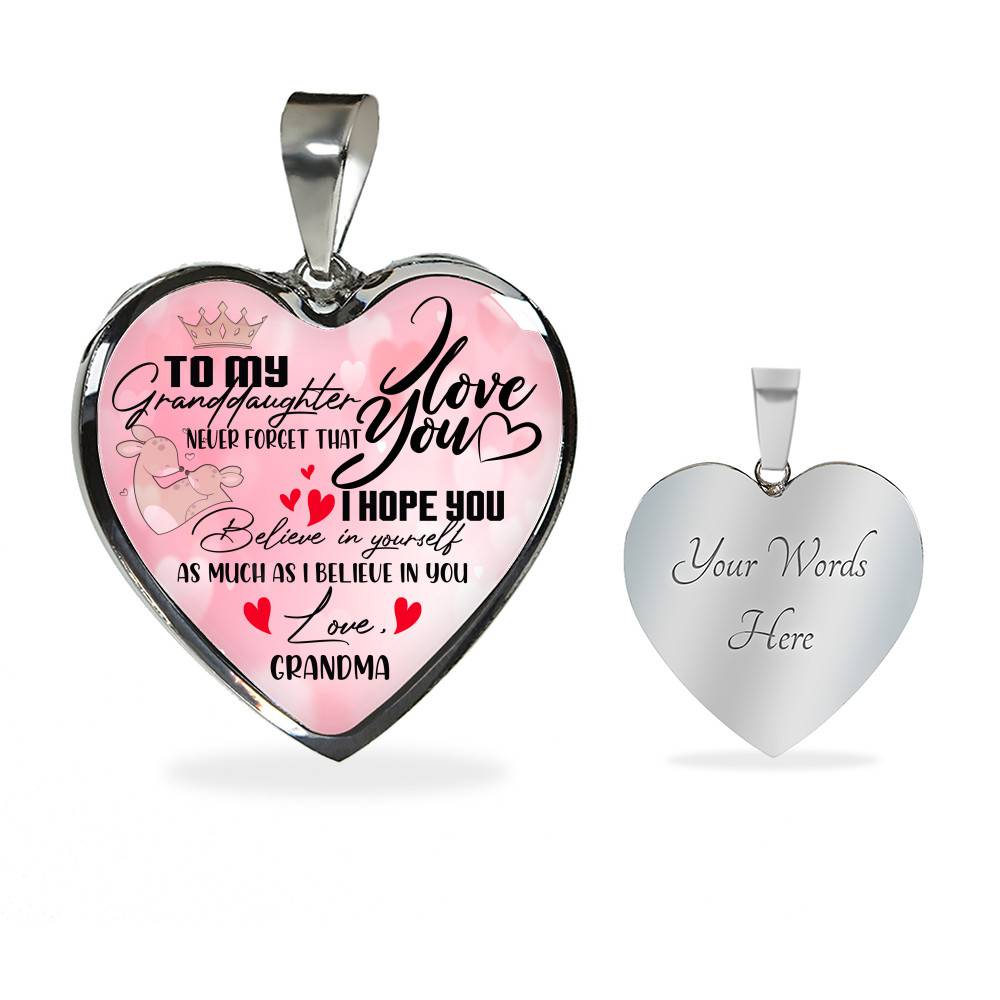 To My Granddaughter Never Forget I Love You I Hope You Believe in Yourself Heart Pendant Necklace - Bangle To My Granddaughter Never Forget I Love You I Hope You Believe in Yourself Heart Pendant Necklace - Bangle