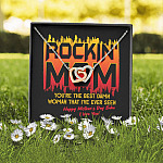Rockin' Mom You're The Best Damn Woman That I've Ever Seen Happy Mother's Day Babe Interlocking Hearts Pendant Necklace