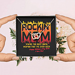 Rockin' Mom You're The Best Damn Woman That I've Ever Seen Happy Mother's Day Babe Interlocking Hearts Pendant Necklace