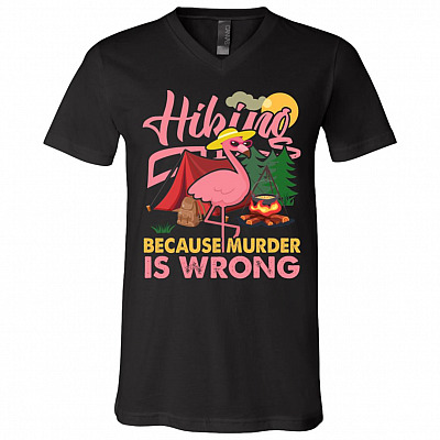 hiking tee, Black, V-Neck T-Shirt