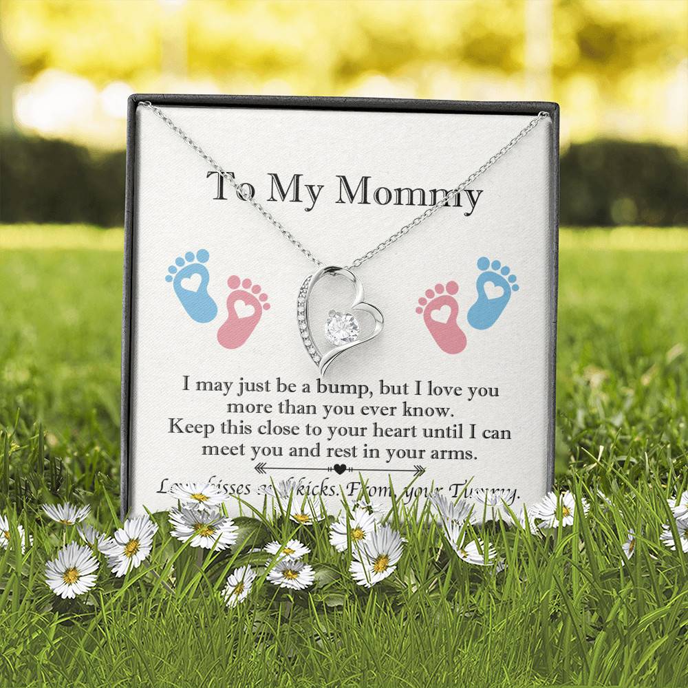 From Baby Bump To My Mommy I May Be Just A Bump Forever Love Heart Pendant Necklace - Mommy To Be Gift From Baby Bump To My Mommy I May Be Just A Bump Forever Love Heart Pendant Necklace - Mommy To Be Gift