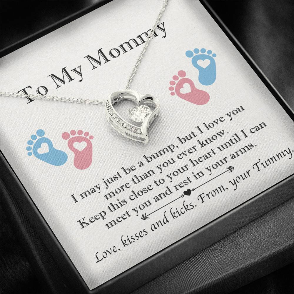 From Baby Bump To My Mommy I May Be Just A Bump Forever Love Heart Pendant Necklace - Mommy To Be Gift From Baby Bump To My Mommy I May Be Just A Bump Forever Love Heart Pendant Necklace - Mommy To Be Gift