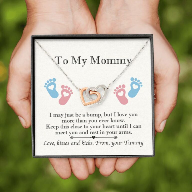 From Baby Bump To My Mommy I May Be Just A Bump Interlocking Heart Pendant Necklace - Mommy To Be Gift