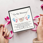 From Baby Bump To My Mommy I May Be Just A Bump Interlocking Heart Pendant Necklace - Mommy To Be Gift