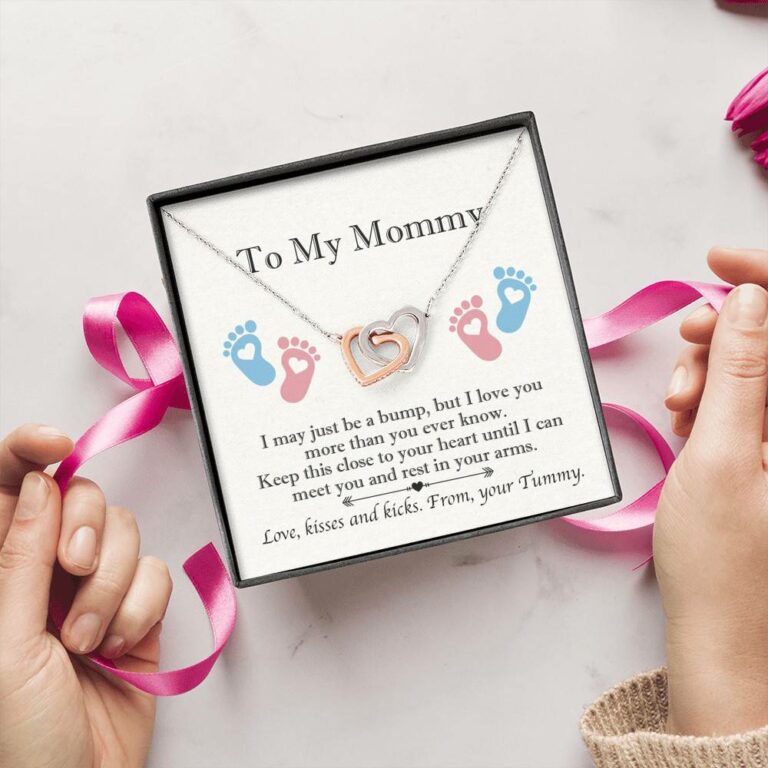 From Baby Bump To My Mommy I May Be Just A Bump Interlocking Heart Pendant Necklace - Mommy To Be Gift