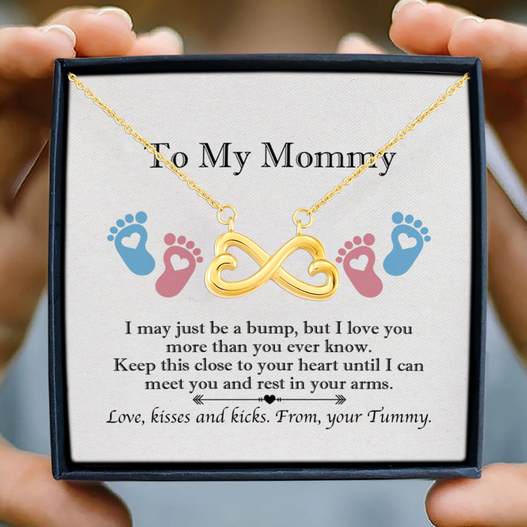 93 HG uu tien. To My Mommy Baby Feet () Infinity Heart Necklace (Gold) 3