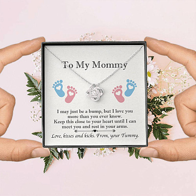 From Baby Bump To My Mommy I May Be Just A Bump Love Knot Pendant Necklace - Mommy To Be Gift
