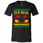 Juneteenth Tshirt, Black, V-Neck T-Shirt