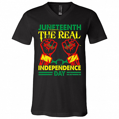 Juneteenth Tshirt, Black, V-Neck T-Shirt